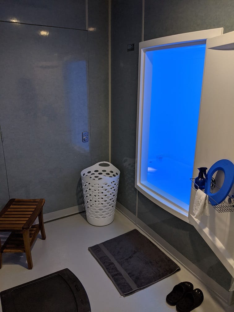 Float therapy private suite. Sensory deprivation tank.